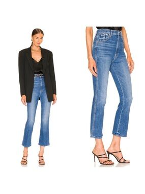 NEW MOTHER High Waisted Smokin' Double Ankle Jeans in Broken Record Size 27